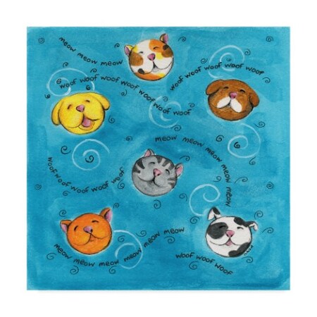 Trademark Fine Art Claudia Interrante 'Bouncy Balls Cats And Dogs' Canvas Art, 24x24 ALI41629-C2424GG